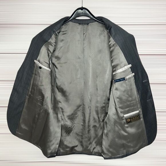 Jonathan Ogilvy Loro Piana Fitted Gray Striped Wool Suit Jacket Blazer 41R - Picture 7 of 16